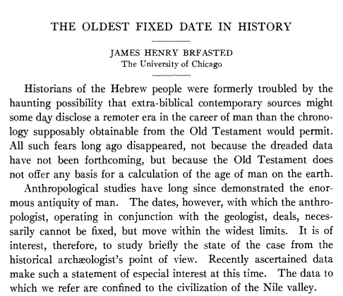 The Oldest Fixed Date in History