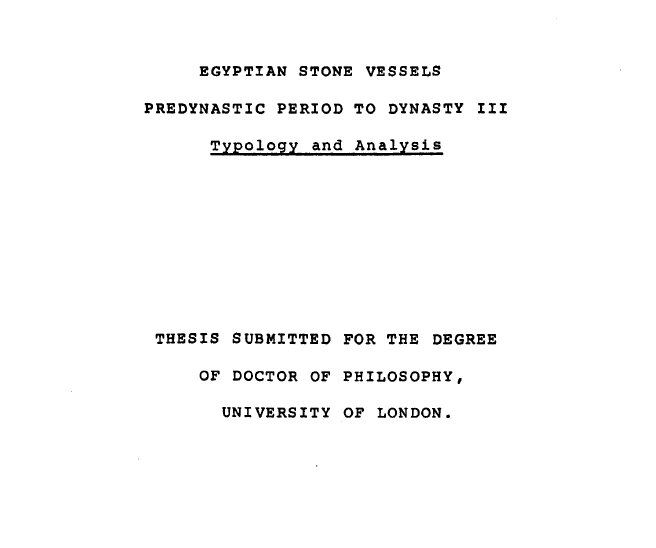Egyptian Stone Vessels Predynastic Period to Dynasty III: Topology and Analysis Vol. I